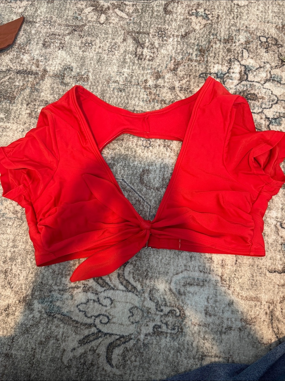 Red Tie-Front Women’s Swim Top